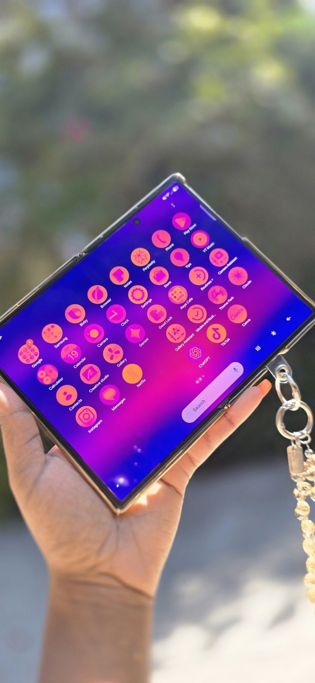 Galaxy Z Fold showing a customized home screen